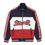 New Tri Color Track Jacket // Navy + White + Red (L)