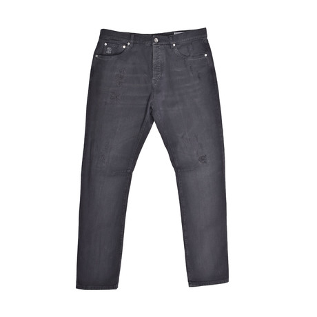 Distressed 5-Pocket Denim Jeans // Black (30WX32L)