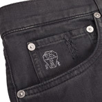 Distressed 5-Pocket Denim Jeans // Black (40WX32L)