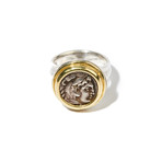 Alexander the Great, silver coin set into gold and silver ring