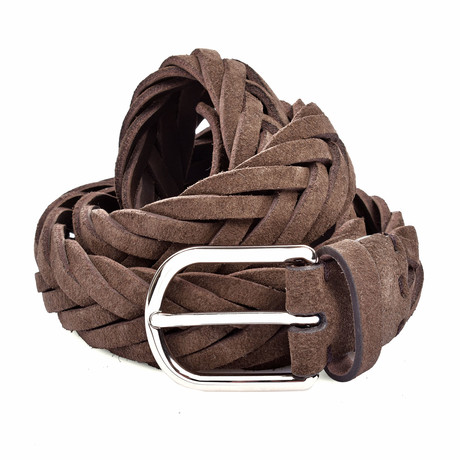 Suede Knitted Belt // Dark Brown (35" Length)