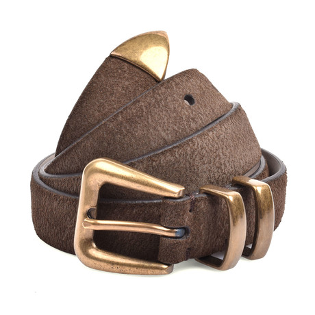 Suede Leather Belt // Brown (33" Length)