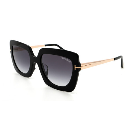 Tom Ford // Unisex Square FT06105401B Sunglasses // Black Gold + Gray