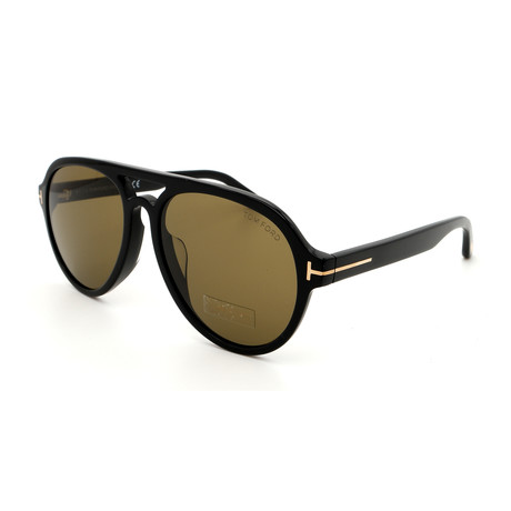 Tom Ford // Men's TF05965701J Sunglasses // Shiny Black + Brown