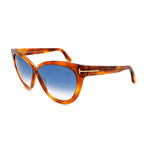 Women's FT05115953W Sunglasses // Blonde Havana + Blue Gradient