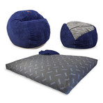Convertible Bean Bag Chair // Terry Corduroy // Navy Blue (Full)
