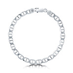 Solid Sterling Silver Thick Mariner Chain Bracelet // 8.5mm