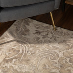 Traditional Wool Damask Area Rug // Camel // 5' x 8'