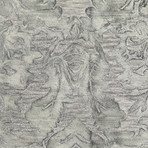 Traditional Wool Damask Area Rug // Gray // 5' x 8'