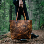Juneau Leather Tote // Antique Brown