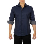 Marcel Long Sleeve Button-Up Shirt // Navy (L)