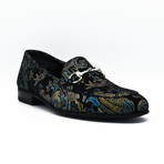 Stewart Leather Loafers // Black Blue Design (Euro: 44)