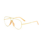 Women's Aviator Shape Sunglasses // Gold + Clear