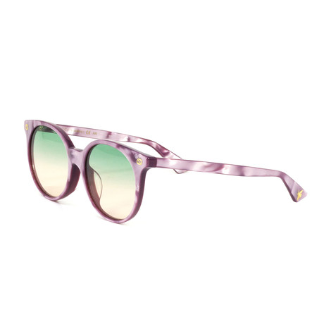 Women's Round Sunglasses // Pink Pearl + Green