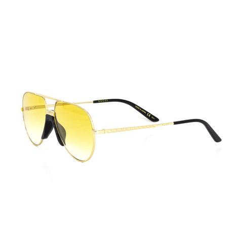 Women's Aviator Shape Sunglasses // Gold + Yellow