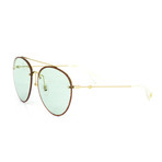 Women's Aviator Sunglasses // Gold + Green