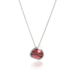 Piero Milano 18k White Gold Diamond + Red Quartz Necklace
