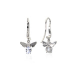Piero Milano 18k White Gold Diamond + Sapphire Butterfly Earrings I