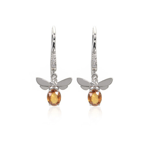 Piero Milano 18k White Gold Diamond + Sapphire Butterfly Earrings II