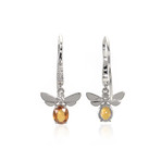Piero Milano 18k White Gold Diamond + Sapphire Butterfly Earrings II