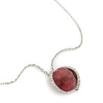 Piero Milano 18k White Gold Diamond + Red Quartz Necklace