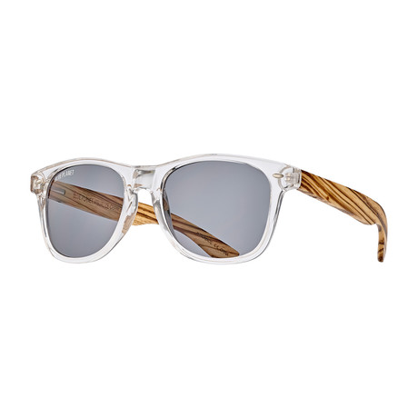 Men's Bodie Polarized Sunglasses // Crystal Clear + Zebra Wood + Smoke