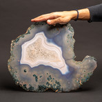 Blue Banded Agate Plate + Acrylic Display Stand