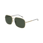 Men's Metal Rectangular Pilot Sunglasses // Gold