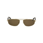 Men's Narrow Rectangular Sunglasses // Gold