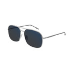 Men's Metal Rectangular Pilot Sunglasses // Silver