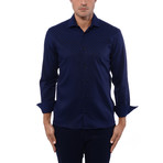 Gradient Circle Jacquard Long Sleeve Shirt // Navy Blue (S)