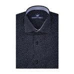 Small Diamond Poplin Print Short Sleeve Shirt // Navy Blue (M)