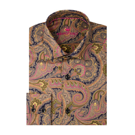 Paisley Print Abstract Long Sleeve Shirt // Multicolor (S)