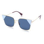 Unisex Cat-Eye Sunglasses // Rose Gold + Blue Mirror