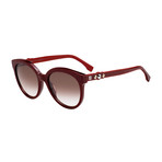 Unisex 0268 Sunglasses // Burgundy + Brown Silver Mirror