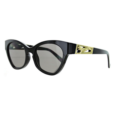 Women's Cat Eye Mono Sunglasses // Black + Gold