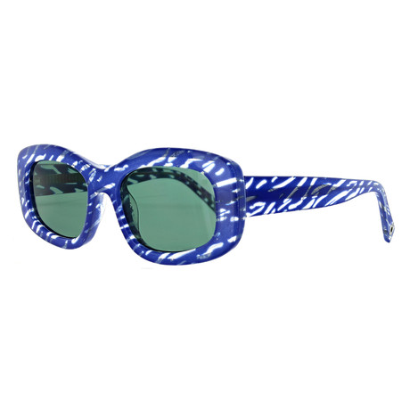 Women's Square Mono Sunglasses // Blue Ripple Print