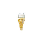 Magerit Babylon Caramelo 18k Yellow Gold Diamond + Green Quartz Ring // Ring Size: 7