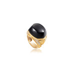Magerit Babylon Caramelo 18k Yellow Gold Diamond + Onyx Ring // Ring Size: 7