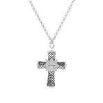 Magerit Gothic Cross 18k White Gold Diamond + Amethyst Necklace