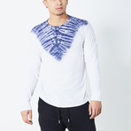 Pyramids Long Sleeve Shirt // White + Blue (S)