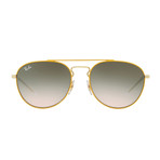 Men's Double Bridge Sunglasses // Yellow Gold + Green Gradient