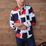 Marcus Button-Up Shirt // Navy + Red + White (M)
