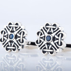 Braided Ornament + Swarovski Crystal Cufflinks // Silver