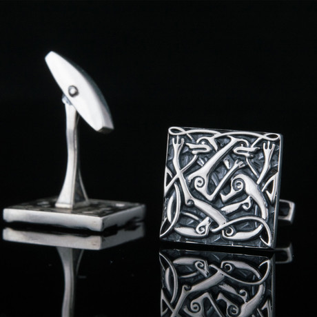 Norse Ornament Inspired Cufflinks // Silver