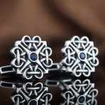 Braided Ornament + Swarovski Crystal Cufflinks // Silver