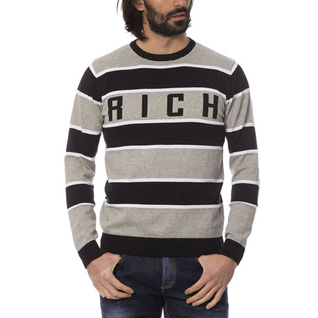 Elia Striped Crewneck Sweater // Light Gray Melange (S)