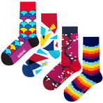 Patterned Socks // Red // 4 Pack (US: 6-9)