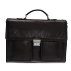 Plinio Leather Briefcase Bag (Black)