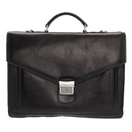 Spartaco Leather Briefcase Bag (Black)
